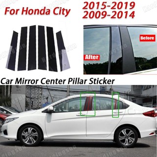 สติกเกอร์ฟิล์มติดเสากระจกรถยนต์ สีดํามันวาว สําหรับ Honda City G5 GM2 GM3 G6 GM4 GM5 GM6 GM8