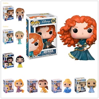 Funko POP โมเดลฟิกเกอร์เจ้าหญิงดิสนีย์ Merida 324 Belle Cinderella 89 Rapunzel 224 Ariel 223 Elsa 82 Anna 81 สําหรับตกแต่งออฟฟิศ