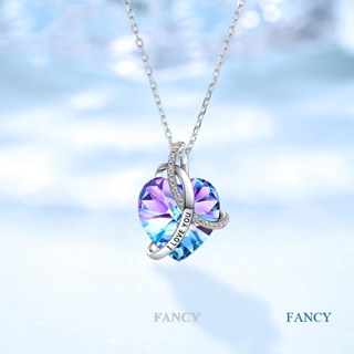 Fancy สร้อยคอเงิน จี้คริสตัล รูปผีเสื้อ หัวใจ เครื่องประดับ สําหรับวันแม่ ของขวัญ