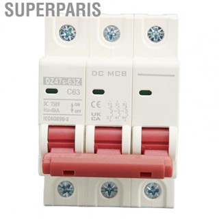 Superparis Overload Protection Switch 3P Circuit Breaker DC 750V 63A Arc Extinguishing for Solar PV System