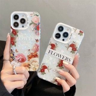 เคสโทรศัพท์มือถือ กันกระแทก ลายดอกกุหลาบ สีแดง สไตล์โบราณ สําหรับ iPhone 14pro 13 11 12