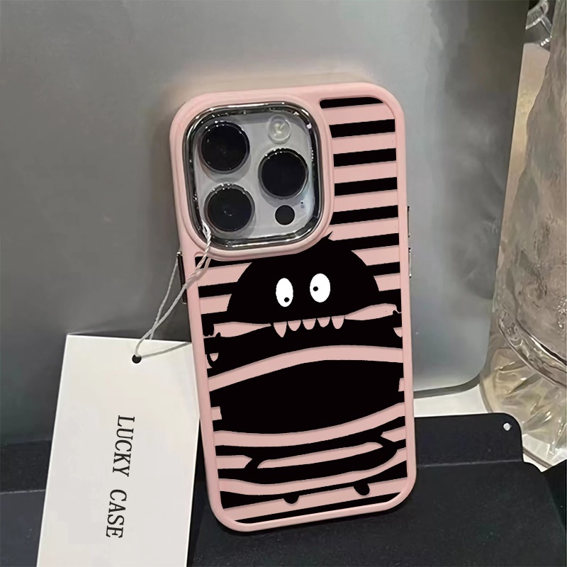 เคสโทรศัพท์มือถือ ซิลิโคนนิ่ม กันกระแทก ลายมอนสเตอร์ สีดํา สําหรับ IPhone 15 14 13 12 11 Pro Max XS X XR 8 + 7 Plus