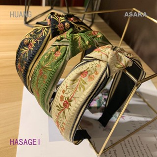 Hasagei ใหม่ ผ้าโพกหัว ปักลายดอกไม้ ด้านข้างกว้าง แฟชั่น