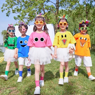 Roblex เสื้อยืดแขนสั้น ลาย Rainbow Friends Face 7 สี สําหรับเด็กผู้ชาย และเด็กผู้หญิง