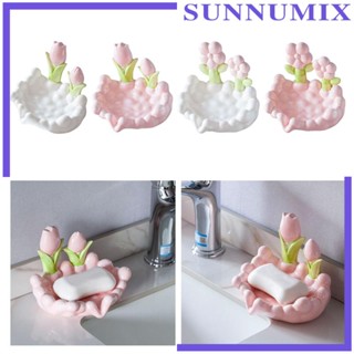 [Sunnimix] จานสบู่ ลายการ์ตูนดอกไม้ ไม่ต้องเจาะผนัง อุปกรณ์เสริม สําหรับห้องน้ํา