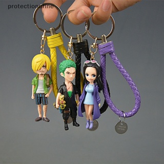 Prne พวงกุญแจ PVC จี้ฟิกเกอร์ One Piece 3D Luffy Zoro Sanji สําหรับห้อยกระเป๋า