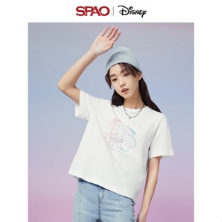 SPAO เสื้อยืดแขนสั้น พิมพ์ลาย Disney Dumbo แฟชั่นฤดูร้อน สําหรับผู้หญิง SPRLD24D16