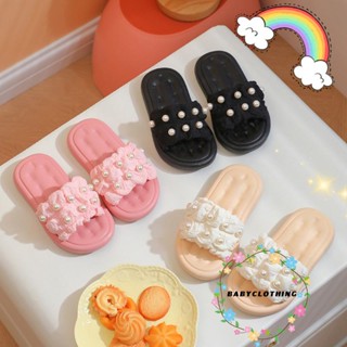 Babyclothes- รองเท้าแตะ พื้นนิ่ม กันลื่น ประดับไข่มุก เหมาะกับเดินชายหาด สไตล์เจ้าหญิง สําหรับเด็กวัยหัดเดิน