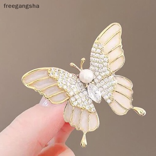 [FREG] 1Pc Pearl and Rhinestone Butterfly Brooches for Women Baroque Trendy Elegant Butterfly Brooch Pins Party Wedding Gifts FDH