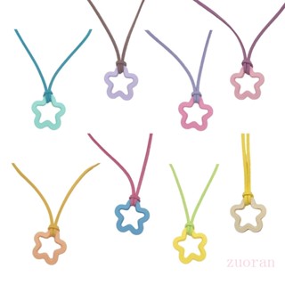 Zuo สร้อยคอโชคเกอร์อะคริลิค จี้รูปดาวห้าแฉก สีสันสดใส เครื่องประดับสําหรับผู้หญิง