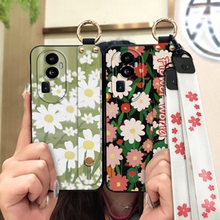 Silicone Wristband Phone Case For OPPO Reno10 Pro Plus sunflower armor case Soft ring protective Original Kickstand cute