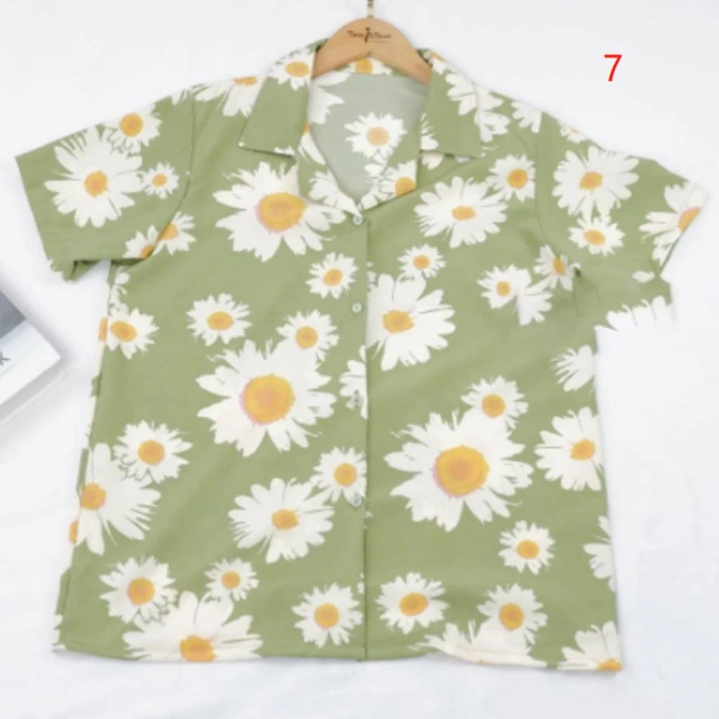 เสื้อยืดคอปกแขนสั้น ลายดอกไม้ สไตล์เกาหลี Minimal ผู้หญิง thumbnail 4
