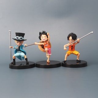 ตุ๊กตาฟิกเกอร์ One Piece Luffy Ace Sabo Three Brothers ของเล่นสําหรับเด็ก 3 ชิ้น