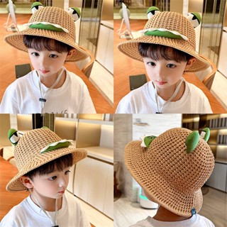 Childrens Hat Summer New Breathable Sun Protection Straw Hat Cartoon Super Cute Boys and Girls Bucket Hat Beach Sun Hat Tide zdCs