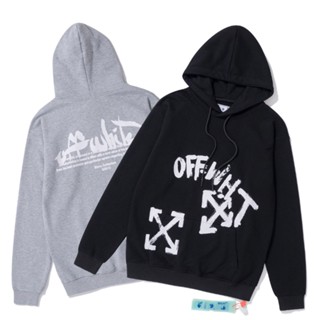 【ลดราคา จํากัดเวลา】of.f เสื้อกันหนาว มีฮู้ด พิมพ์ลายตัวอักษร ลูกศร ขนาดใหญ่