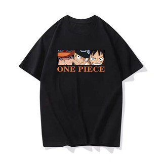 [S-5XL]เกม One Piece อนิเมะแฟชั่นเสื้อยืดผ้าฝ้ายแขนสั้นพิมพ์ลายการ์ตูน Sauro, Sabo และ Ace Unisex chic