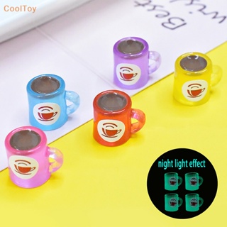 Cooltoy ขายดี พวงกุญแจเรซิ่น จี้รูปแก้วกาแฟ 3D เรืองแสง ขนาดเล็ก DIY สําหรับเครื่องประดับ 5 ชิ้น