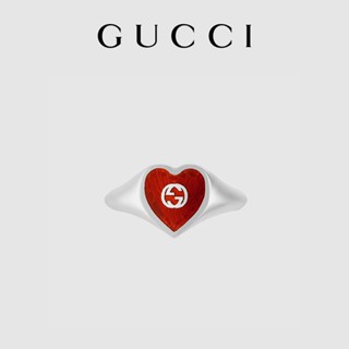 [พร้อมกล่องบรรจุภัณฑ์] พร้อมส่ง GUCCI GUCCI แหวนหัวใจ เคลือบ G คู่