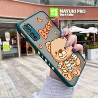 สําหรับ Infinix Note 7 Lite เคสการ์ตูนหมีน่ารัก แฟชั่น กันกระแทก เคสโทรศัพท์แข็ง ขอบสี่เหลี่ยม ซิลิโคน รูปแบบการป้องกัน