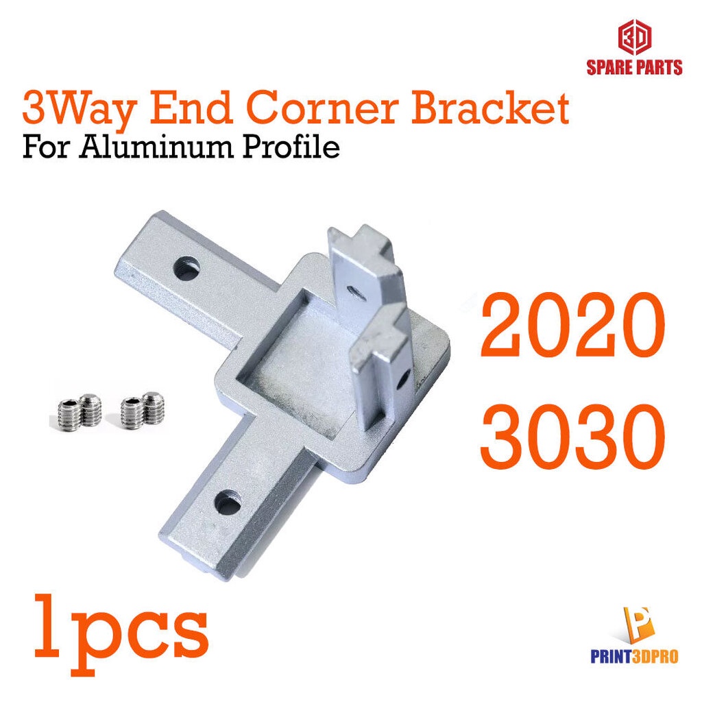 3-Way End Corner Bracket Connector with Mounting Screws for Aluminum Extrusion Profile 2020 , 3030 S