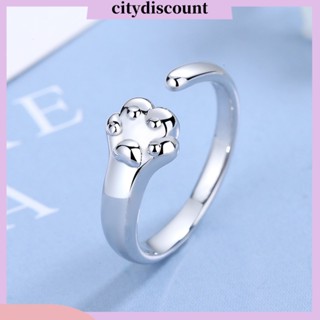 &lt;citydiscount&gt; แหวนชุบไฟฟ้า รูปอุ้งเท้าแมวน่ารัก ปรับขนาดได้ เข้ากับทุกการแต่งกาย เครื่องประดับ สําหรับผู้หญิง