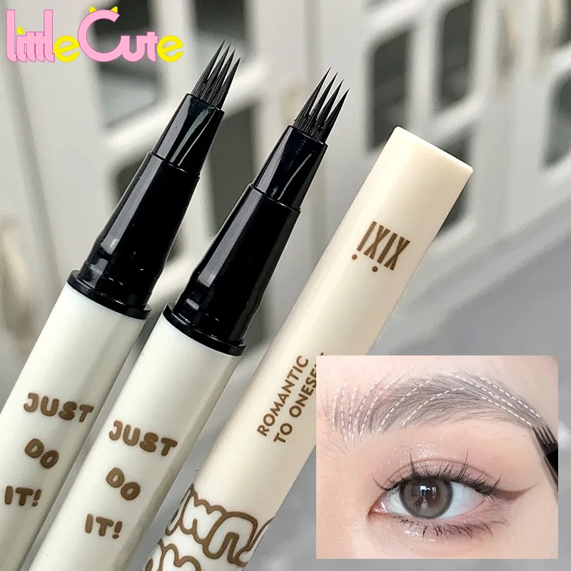 Eye Make up Cosmetic / 4 Fork Tip Fine Sketch Eyebrow Pen / Waterproof Long Lasting Lower Eyelash Eyeliner ดินสอเขียนคิ้ว / Natural Black Brown Liquid Eye Brow Tattoo Pencil