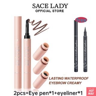 [ของขวัญฟรี] ครีมเขียนคิ้ว SACE LADY + อายไลเนอร์ของขวัญ Waterproof Sweat Anti -sweat Long -term Makeup Smooth Texture Continuous Ink [hotmax]