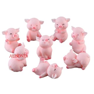 Alisond1 หมูจิ๋ว น่ารัก สีชมพู หมู โมเดล รูปปั้นสัตว์ ของเล่น บ้านตุ๊กตา อุปกรณ์เสริม