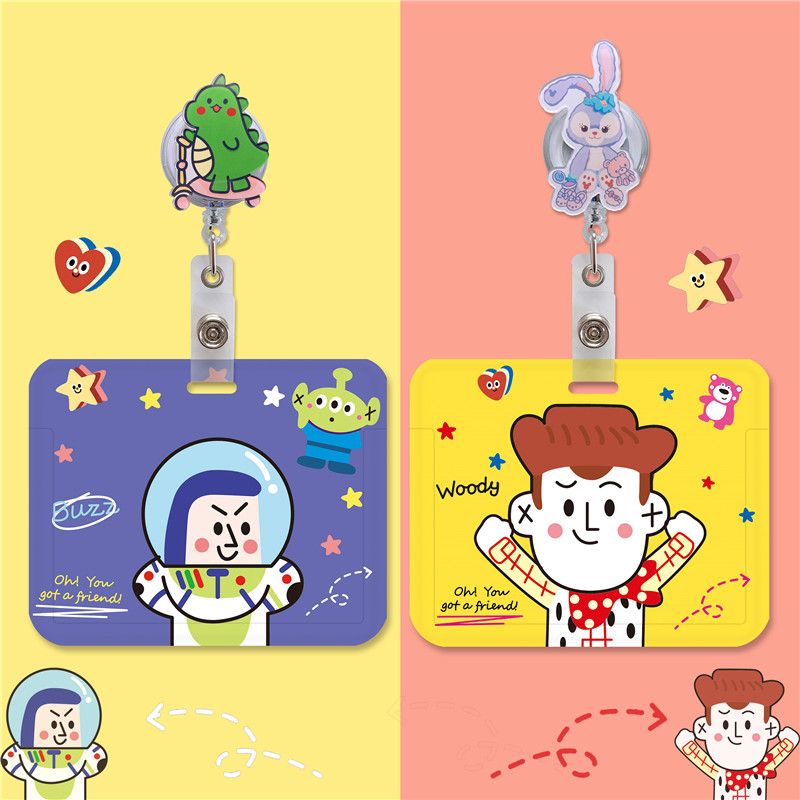 ป้ายชื่อ รูปการ์ตูนน่ารัก แนวนอน ดึงง่าย ติดบัตรประจําตัวประชาชน ป้องกันรถบัส พับเก็บได้ สําหรับเด็กอนุบาล