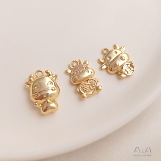 จี้สร้อยคอ สร้อยข้อมือ ต่างหู ทอง 14K รูปราศีปีวัว เครื่องประดับ diy