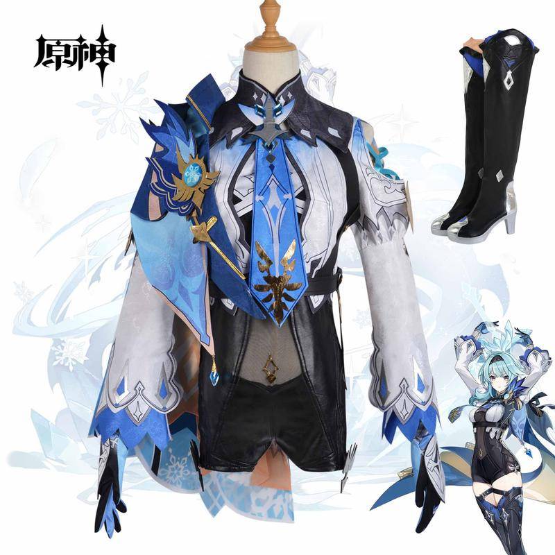【Wetrose】ชุดคอสเพลย์ อนิเมะ Genshin Impact Eula Lawrence Royal Game หนัง PU