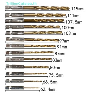 Trillioncatalpa ชุดดอกสว่านเหล็ก HSS แกนหกเหลี่ยม 1/4 1.5-6.5 มม. ความเร็วสูง 13 ชิ้น