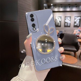 ใหม่ เคสโทรศัพท์มือถือนิ่ม ปิดด้านหลัง แบบกระจก ลายโบว์น่ารัก 3D สําหรับ Honor 90 Lite X8a Magic5 Pro 5G 4G 2023 Honor90 Honor90Lite