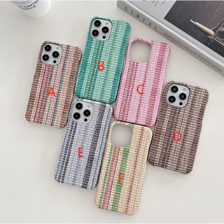 พร้อมส่ง ใหม่ เคสโทรศัพท์มือถือหนังถัก ลายทาง สําหรับ iphone 14 promax 14 14pro 14plus 13 12 11 12 13PROMAX