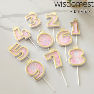 WISDOMEST ท็อปเปอร์เค้ก รูปตัวเลข ขนาดเล็ก สีชมพู สําหรับตกแต่งเค้กวันเกิด DIY