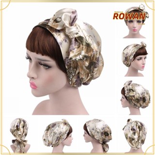 ROW Soft Sleeping Cap Womens Fashion Turban Satin Bow Headscarf Accessories Silk Scarf Hijab Bonnet Hair Wrap