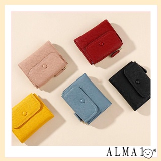 Alma กระเป๋าสตางค์ หนัง Pu สีพื้น มีช่องใส่บัตรเครดิต สําหรับผู้หญิง