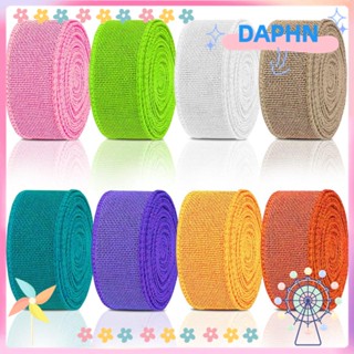 Daphs ริบบิ้นผ้ากระสอบธรรมชาติ สีน้ําตาลส้ม สีเขียวธรรมชาติ 2.4 นิ้ว x 2.74 หลา ใช้ซ้ําได้ 8 ชิ้น