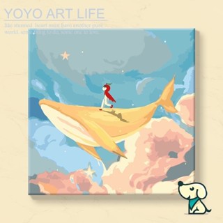 Yy Art ภาพวาดสีน้ํามันดิจิทัล รูปการ์ตูนเมฆ ท้องฟ้ากลางคืน 30X30 ซม. แฮนด์เมด diy สําหรับตกแต่ง MO100