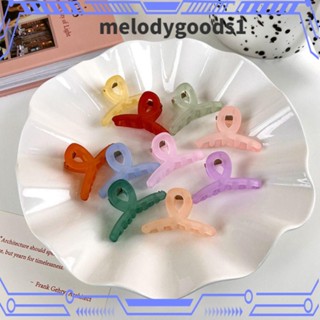 Melodygoods1 กิ๊บติดผมหางม้า พลาสติกเจลลี่ หรูหรา สีพื้น สําหรับผู้หญิง 10 ชิ้น