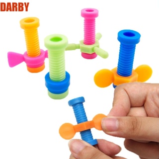 Darby ของเล่นคลายเครียด ABS สกรูหมุนได้ สีสันสดใส สําหรับของขวัญคริสต์มาส 4 ชิ้น ต่อชุด