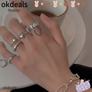 OKDEALS แหวนแฟชั่น รูปหัวใจ หลากสีสัน เรียบง่าย สําหรับตกแต่ง