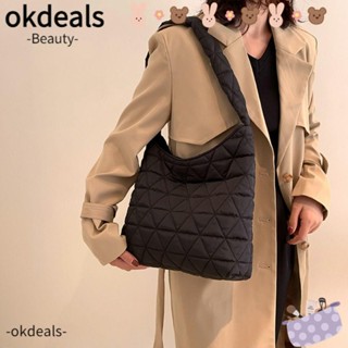 Okdeals กระเป๋าสะพายไหล่ กระเป๋าถือ ผ้าฝ้าย ทรงสี่เหลี่ยม จุของได้เยอะ สีพื้น สําหรับเด็กผู้หญิง