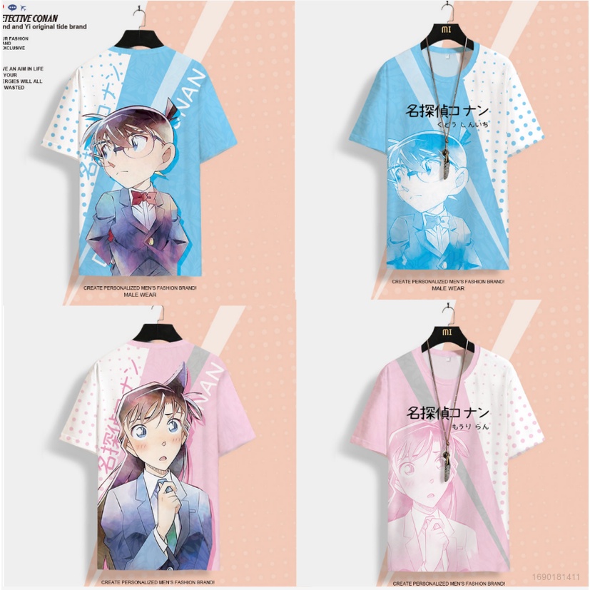 Cool เสื้อยืดแขนสั้นลําลอง พิมพ์ลายอนิเมะนักสืบโคนัน 3D สําหรับเด็ก ผู้ใหญ่ ทุกเพศ