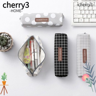 Cherry3 กระเป๋าดินสอ ผ้าแคนวาส ทรงสี่เหลี่ยม ลายจุด 1 ชิ้น