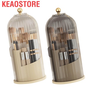 Keaostore Cosmetic Storage Holder Box Transparent Rotating Sliding Door Makeup Brush Display Case