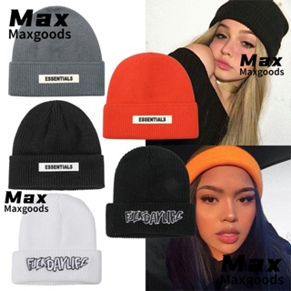 Maxg หมวกบีนนี่ ผ้าถัก สีพื้น น่ารัก สําหรับผู้หญิง ผู้ชาย 5 สี