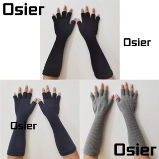 Osier1 ถุงมือครึ่งนิ้ว ให้ความอบอุ่น สีดําล้วน แฟชั่นฤดูใบไม้ร่วง ฤดูหนาว