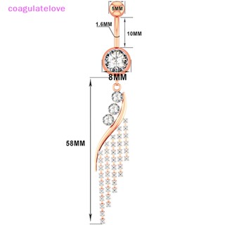 Coagulatelove แหวนสเตนเลส ห้อยพู่ รูปตัว S ประดับเพทาย สีโรสโกลด์ เซ็กซี่ เครื่องประดับ สําหรับผู้หญิง [ขายดี]