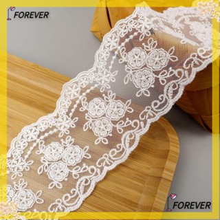 Forever ริบบิ้นผ้าลูกไม้โพลีเอสเตอร์ สีขาว สําหรับเย็บปักถักร้อย DIY